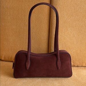 Madewell The Top Zip Suede Shoulder Bag - Soft Mahogany